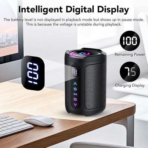 aowoka Bluetooth Speaker, 2026 Portable Wireless Speakers with Led Light, Bluetooth 5.4, 15H Playtime, Enhanced Bass, IPX7 Waterproof, Outdoor Speaker for Travel, Sport, Party, Biking. in Kuwait