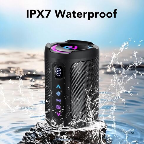 aowoka Bluetooth Speaker, 2026 Portable Wireless Speakers with Led Light, Bluetooth 5.4, 15H Playtime, Enhanced Bass, IPX7 Waterproof, Outdoor Speaker for Travel, Sport, Party, Biking. in Kuwait