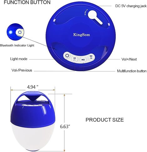 KingSom Portable Bluetooth Pool Speakers with Colorful Lights in Kuwait