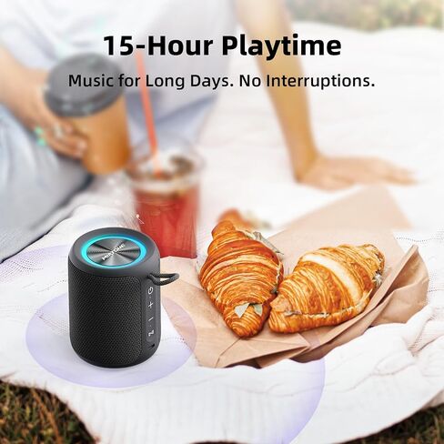 MIATONE Rush M - 20W Bluetooth Speaker IP67 Waterproof Speaker with Deep Bass, Portable Speakers for Beach Camping Accessories, Gifts for Men Fathers Him (Black) in Kuwait