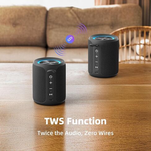 MIATONE Rush M - 20W Bluetooth Speaker IP67 Waterproof Speaker with Deep Bass, Portable Speakers for Beach Camping Accessories, Gifts for Men Fathers Him (Black) in Kuwait