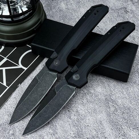8'' One-handed Development Pocket Knife，Blackout Utility Folding Knives，3.43" 8Cr13Mov Blade，Durable G10 Handles and Reversible Pocketclip,Camping EDC Tool for Men's Gifts in Kuwait