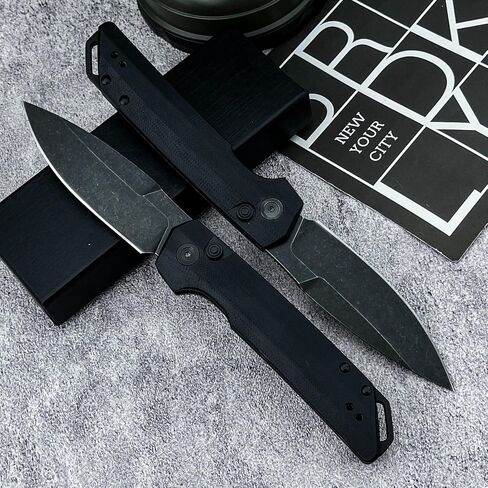 8'' One-handed Development Pocket Knife，Blackout Utility Folding Knives，3.43" 8Cr13Mov Blade，Durable G10 Handles and Reversible Pocketclip,Camping EDC Tool for Men's Gifts in Kuwait