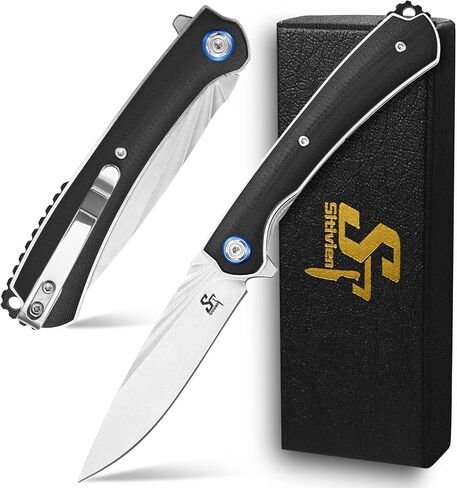 Sitivien ST144 Folding Knife,14C28N Steel Blade,G10 Handle Pocket Knife for Outdoor EDC Camping,Survival,Hiking,Fishing(Jade) in Kuwait