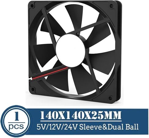 DC 140MM 5V 12V 24V 2PIN USB 140x140x25mm Dual Ball PC Brushless Case Cooling Fan 14025 14CM CPU Cabinet Cooler in Kuwait