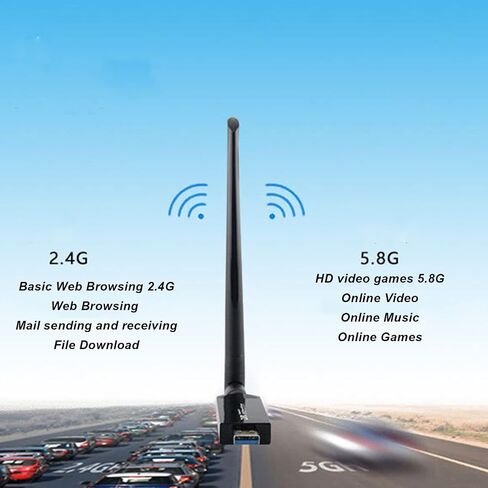 Cryfokt Wireless Network Card, RTL8812AU 1200Mbps Dual Band USB 3.0 WiFi Adapter with 5DB Antenna for Desktop Computer Laptop AndroidWindows in Kuwait