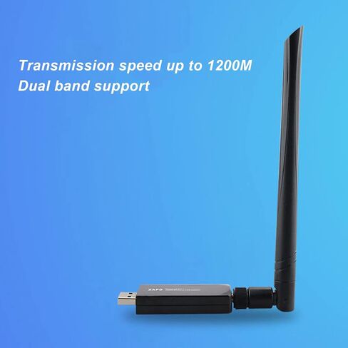 Cryfokt Wireless Network Card, RTL8812AU 1200Mbps Dual Band USB 3.0 WiFi Adapter with 5DB Antenna for Desktop Computer Laptop AndroidWindows in Kuwait