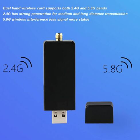 Cryfokt Wireless Network Card, RTL8812AU 1200Mbps Dual Band USB 3.0 WiFi Adapter with 5DB Antenna for Desktop Computer Laptop AndroidWindows in Kuwait