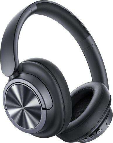 Hybrid Active Noise Cancelling Headphones 120H Playtime Wireless Headphones Bluetooth 6.0 Over Ear Headphones with 6 ENC HD Call Mic, Hi-Res 360° Spatial Audio ANC Headphone for Travel Workout Black in Kuwait