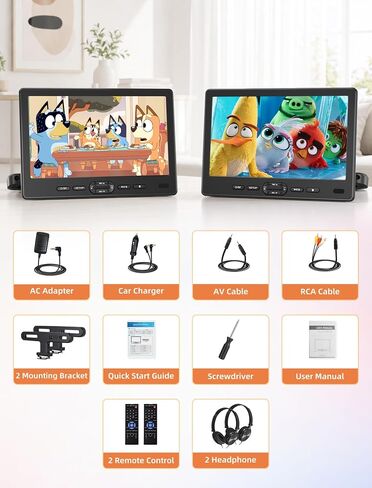 DESOBRY 10.5" Car DVD Player Dual Screen & Suction-Type Disc in in Saudi Arabia
