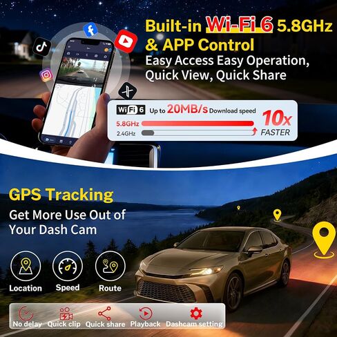 OEM-Fit Dash Cam Suitable for Toyota Camry 2025-2026 (Model C) LE in Kuwait