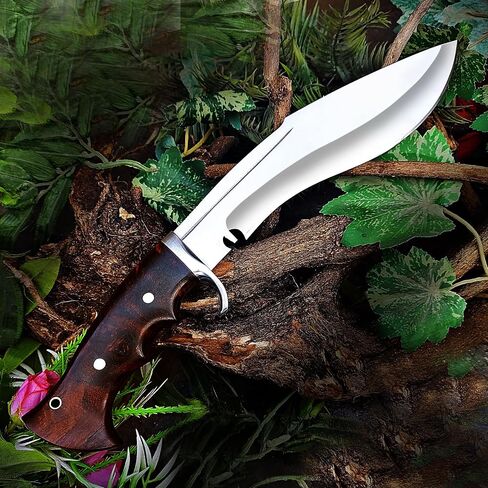 16" Full Tang Kukri Knife – D2 Steel Nepalese Style Machete – 11" Heavy Duty Survival Blade with Rosewood Handle – Traditional Hunting & Bushcraft Knife – Includes Premium Leather Sheath – Handcrafted Tactical Tool in Kuwait