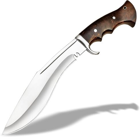 16" Full Tang Kukri Knife – D2 Steel Nepalese Style Machete – 11" Heavy Duty Survival Blade with Rosewood Handle – Traditional Hunting & Bushcraft Knife – Includes Premium Leather Sheath – Handcrafted Tactical Tool in Kuwait