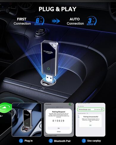 2026 Wireless CarPlay Adapter & Android Auto 2-in-1 Dongle, Powered by A7 Ultra Chip, Bluetooth 5.3, Fast and Stable Wireless Converter for Wired CarPlay, Compatible with iOS 10+ and Android 11+ in Kuwait