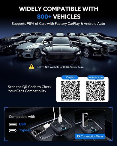 2026 Wireless CarPlay Adapter & Android Auto 2-in-1 Dongle, Powered by A7 Ultra Chip, Bluetooth 5.3, Fast and Stable Wireless Converter for Wired CarPlay, Compatible with iOS 10+ and Android 11+ in Kuwait