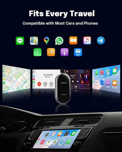 ZUCWO 2-in-1 Wireless CarPlay Adapter and Android Auto Adapter – Converts Wired to Wireless for Cars 2016+, Plug & Play, USB-A to USB-C for iOS10+/Android 11+ in Kuwait