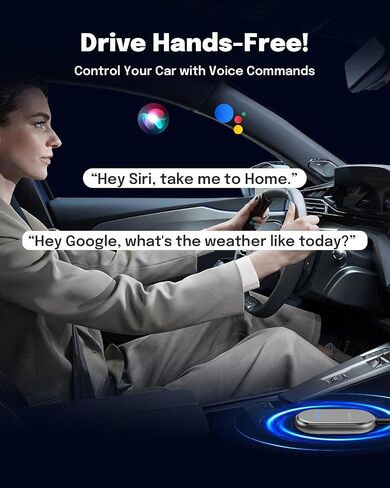 ZUCWO 2-in-1 Wireless CarPlay Adapter and Android Auto Adapter – Converts Wired to Wireless for Cars 2016+, Plug & Play, USB-A to USB-C for iOS10+/Android 11+ in Kuwait