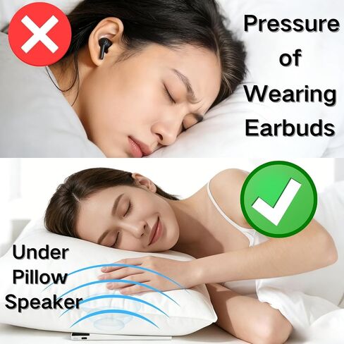 Pillow Speaker for Sleeping, Bone Conduction Under Pillow Speaker for Side Sleeper, 36 Built-in White Noise, Auto-Off Timer, Portable Sleep Speaker for Home Travel, Wireless Bluetooth Connect (Black) in Kuwait