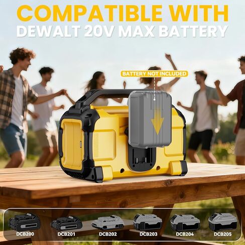 Cordless Bluetooth Speaker for DeWalt 20V Max Batteries, 80W Portable Jobsite Stereo Speaker with Dual Speakers and USB Port, Suitable for Camping, Home, Jobsite and Parties(No Battery/Charger) in Kuwait