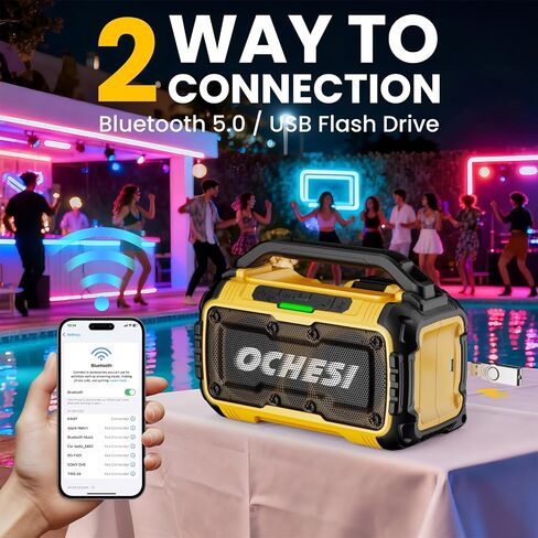 Cordless Bluetooth Speaker for DeWalt 20V Max Batteries, 80W Portable Jobsite Stereo Speaker with Dual Speakers and USB Port, Suitable for Camping, Home, Jobsite and Parties(No Battery/Charger) in Kuwait