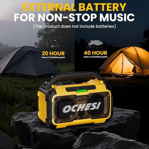 Cordless Bluetooth Speaker for DeWalt 20V Max Batteries, 80W Portable Jobsite Stereo Speaker with Dual Speakers and USB Port, Suitable for Camping, Home, Jobsite and Parties(No Battery/Charger) in Kuwait