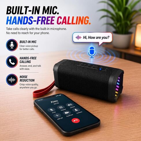 PHILIPS Portable Bluetooth Speaker, Wireless Stereo Sound Party Speaker with Deep Bass, IPX5 Waterproof, 20 Hour Playtime, Auracast & TWS Pairing, USB Playback, Bluetooth 5.4 for Outdoor & Indoor Use in Kuwait