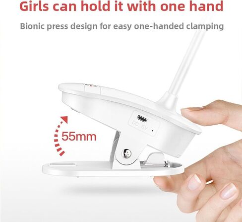 Hilitand USB Rechargeable Clip On Reading Lamp, 360 Flexible Gooseneck Touch Control with Eye Protection for Bed Night Study Craft (Ring Shape) in Kuwait