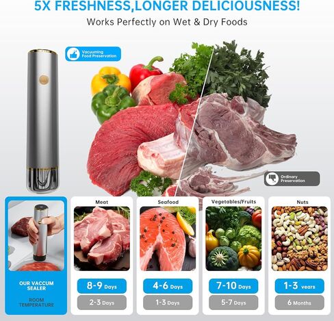 Digital Handheld Food Vacuum Sealer Strong Suction Sous Vide Storage Silver in Kuwait