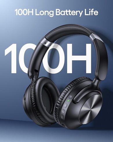 TAGRY Hybrid Active Noise Cancelling Bluetooth Headphones 100H Playtime Wireless Over Ear Headphone with Fast Charging Hi-Res Audio Headsets Comfort Earcups for Commute Travel Office Phone PC Black in Kuwait