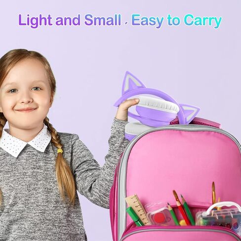 LOBKIN Bluetooth 5.4 Kids Headphones with Case - RGB LED Light Up Cat Ears Foldable Adjustable Over Ear Headphone Support Wireless or 3.5mm Wired Mode for Toddler & Girls & Boys Teens in Kuwait