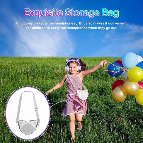 LOBKIN Bluetooth 5.4 Kids Headphones with Case - RGB LED Light Up Cat Ears Foldable Adjustable Over Ear Headphone Support Wireless or 3.5mm Wired Mode for Toddler & Girls & Boys Teens in Kuwait