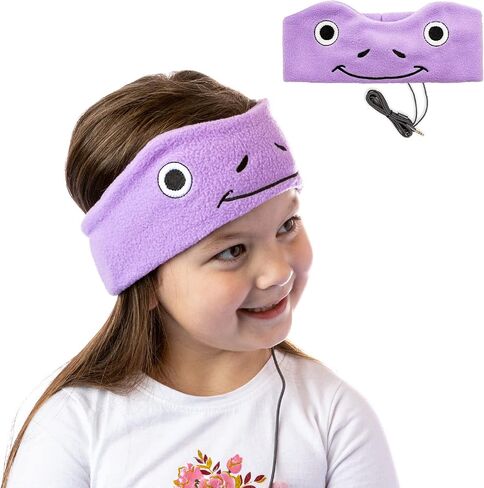 CozyPhones Over The Ear Headband Headphones - Kids Headphones Volume Limited with Thin Speakers & Super Soft Fleece Headband - Purple Frog in Kuwait