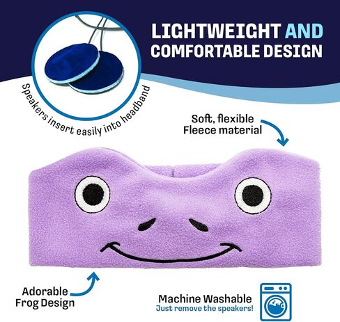 CozyPhones Over The Ear Headband Headphones - Kids Headphones Volume Limited with Thin Speakers & Super Soft Fleece Headband - Purple Frog in Kuwait