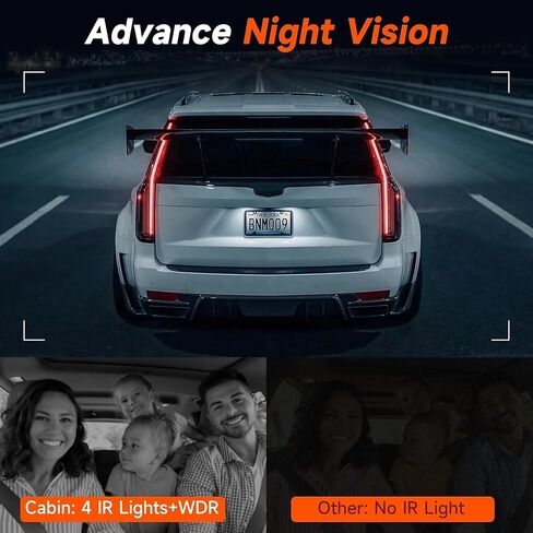 4K 3 Channel Dash Cam Front Rear for Car, True 170° Wide Angle, 3.19" IPS Screen 2.4G WiFi Custom APP Control, Loop Recording Collision Lock G-Sensor Parking Monitor, 256GB Storage Max in Kuwait