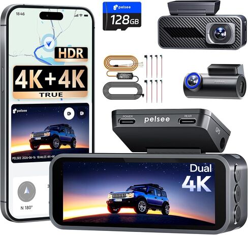Pelsee S1 Pro Native 4K + 4K Dash Cam with Hardwire Kit in Saudi Arabia