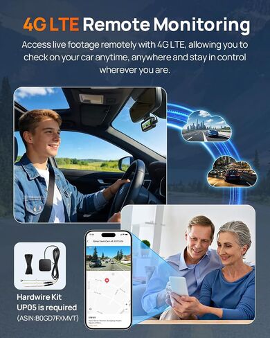 【70mai Dash Cam 4K A810 Lite + Hardware Kit UP03】70mai A810 Lite 4K Dash Cam Front and Rear, 5Ghz WiFi 6 DashCam, Car Camera with 4G LTE Remote Access, GPS Tracking, HDR Night Vision, 24H Parking Mode in Kuwait