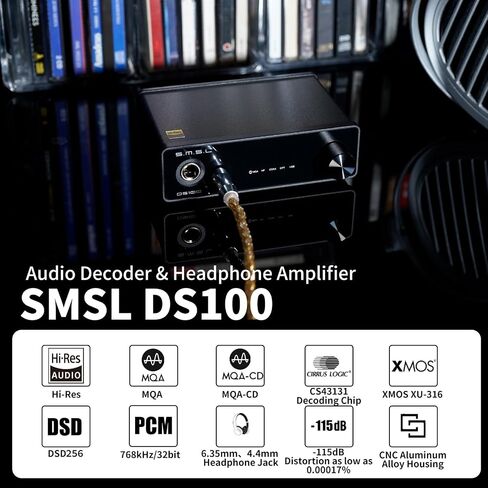 SMSL DS100 MQA CD DAC Headphone Amplifier CS43131 Chip Stereo Audio DAC in Saudi Arabia
