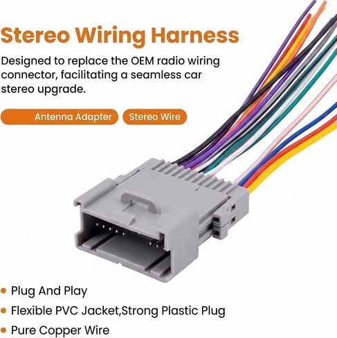 Car Stereo Wiring Harness Kit, Factory Antenna Plug to Aftermarket Radio Connector Compatible with 2003-2006 Chevy Silverado/Suburban GMC Sierra Yukon/Buick, Vehicle Audio System Replacement in Saudi Arabia