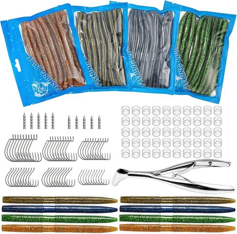 Wacky Worms for Bass Fishing, 161Pcs Soft Plastic Fishing Lures in Kuwait