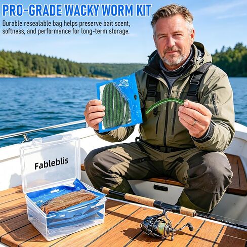 Wacky Worms for Bass Fishing, 161Pcs Soft Plastic Fishing Lures in Kuwait