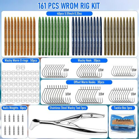 Wacky Worms for Bass Fishing, 161Pcs Soft Plastic Fishing Lures in Kuwait