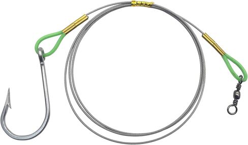 Heavy-Duty Fishing Leader Rig, 300lb Braided Stainless Steel, 5ft with 11/0 Hook, Saltwater Big Game in Kuwait