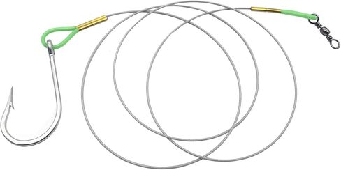 Heavy-Duty Fishing Leader Rig, 300lb Braided Stainless Steel, 5ft with 11/0 Hook, Saltwater Big Game in Kuwait