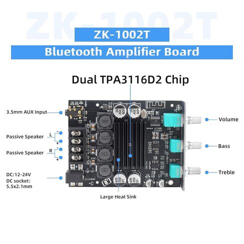 200W Bluetooth 5.0 Stereo Power Audio Amplifier Board with Treble and Bass Control 2.0 Channel Mini Wireless High Power Digital Amp in Kuwait