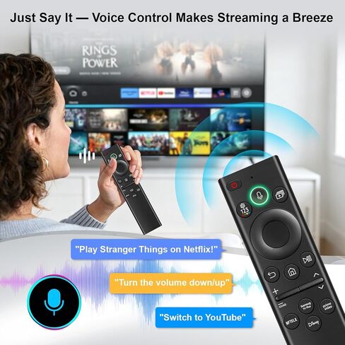 Replacement Remote Control for Samsung Smart TV:Solar Rechargeable Voice Control Bluetooth Remote with 4 Shortcuts, Compatible with BN59-01385A & 2021-2025 Frame/Neo QLED/Ultra HD Series(Deep Black) in Kuwait