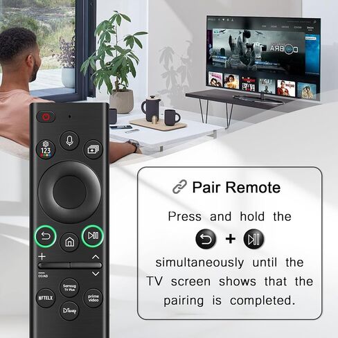 Replacement Remote Control for Samsung Smart TV:Solar Rechargeable Voice Control Bluetooth Remote with 4 Shortcuts, Compatible with BN59-01385A & 2021-2025 Frame/Neo QLED/Ultra HD Series(Deep Black) in Kuwait