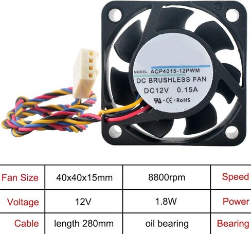 ACP4015-12PWM 4cm 40mm High Speed Cooling Fan 40x40x15mm DC12V 0.15A 4-Pin PWM for CPU Micro Device 8800/9800rpm in Kuwait
