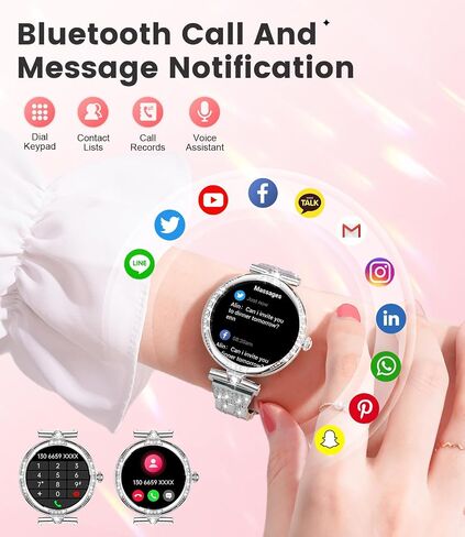 LIGE Smart Watches for Women (Answer/Make Call) with Diamonds,1.19" AMOLED Smartwatch with Heart Rate/Sleep Monitor,IP68 Waterproof Fitness Tracker 120 Sport Modes Pedometer for Android iOS,Sliver in Saudi Arabia