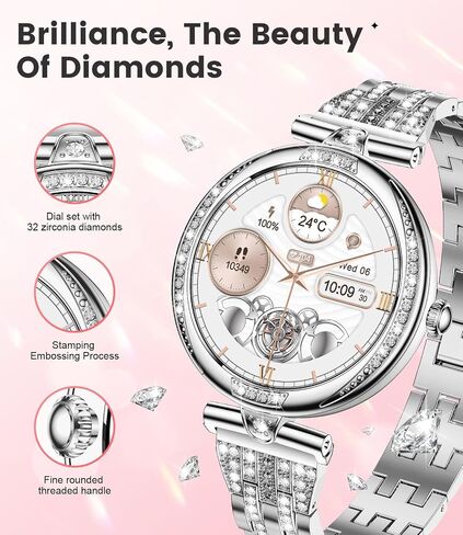 LIGE Smart Watches for Women (Answer/Make Call) with Diamonds,1.19" AMOLED Smartwatch with Heart Rate/Sleep Monitor,IP68 Waterproof Fitness Tracker 120 Sport Modes Pedometer for Android iOS,Sliver in Saudi Arabia