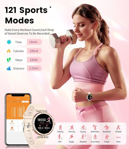 LIGE Smart Watches for Women (Answer/Make Call) with Diamonds,1.19" AMOLED Smartwatch with Heart Rate/Sleep Monitor,IP68 Waterproof Fitness Tracker 120 Sport Modes Pedometer for Android iOS,Sliver in Saudi Arabia